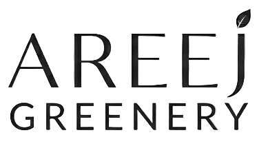 Set of Areej Greenery logo variations on a white background